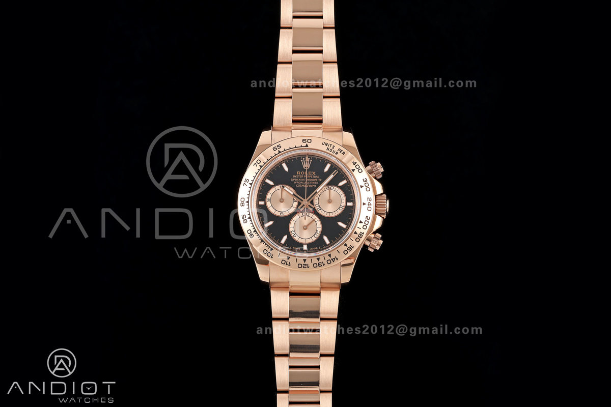 Daytona 126505 QF 1:1 Best Edition Black/RG Dial on RG Bracelet JH4131 (Free Sprung) 